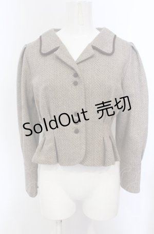 画像: an another angelus / パイピング使いヘリンボーンショートジャケット  ブラウン O-25-04-30-2071-CA-JA-IG-ZT254