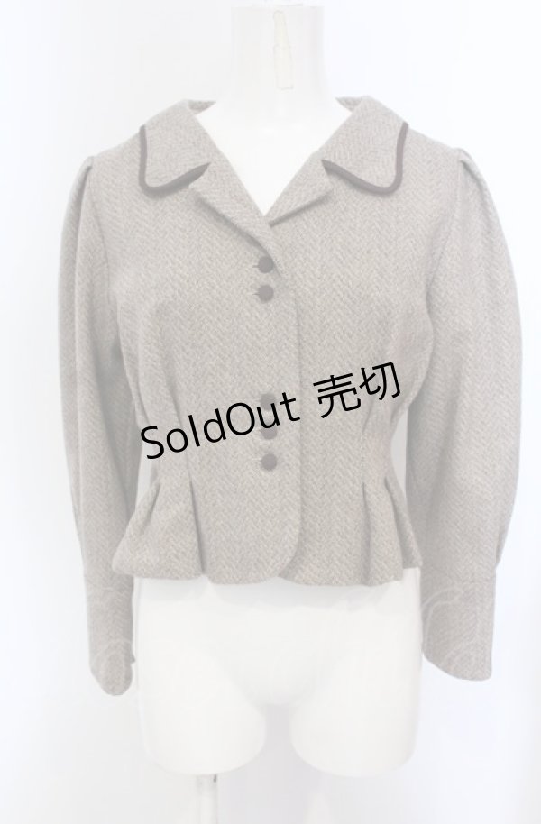 画像1: an another angelus / パイピング使いヘリンボーンショートジャケット  ブラウン O-25-04-30-2071-CA-JA-IG-ZT254 (1)