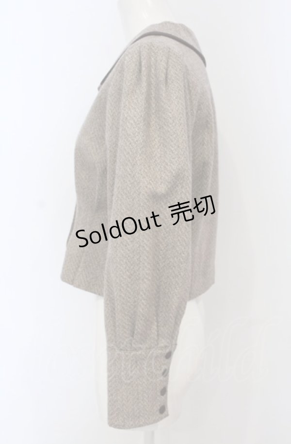 画像2: an another angelus / パイピング使いヘリンボーンショートジャケット  ブラウン O-25-04-30-2071-CA-JA-IG-ZT254 (2)