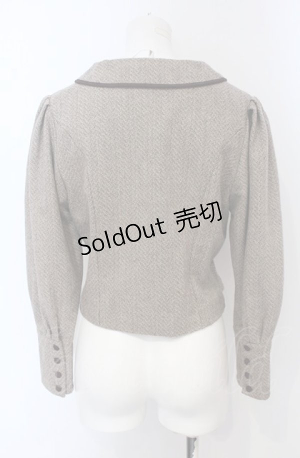 画像3: an another angelus / パイピング使いヘリンボーンショートジャケット  ブラウン O-25-04-30-2071-CA-JA-IG-ZT254 (3)
