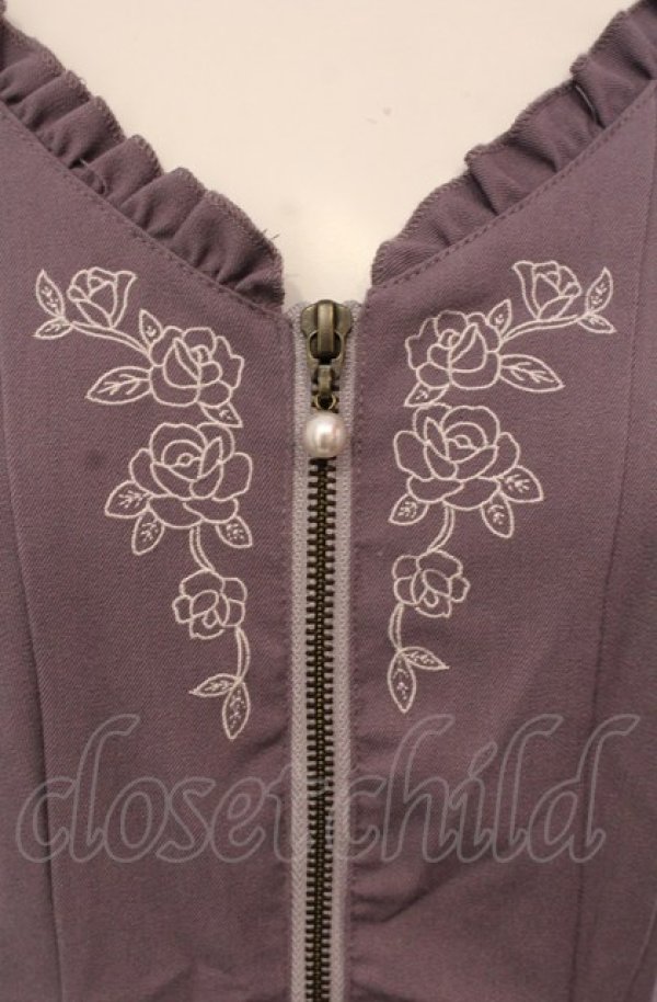 画像2: axes femme / レース切替刺繍ジャンスカ  パープル O-25-04-30-2007-AX-OP-IG-OS (2)