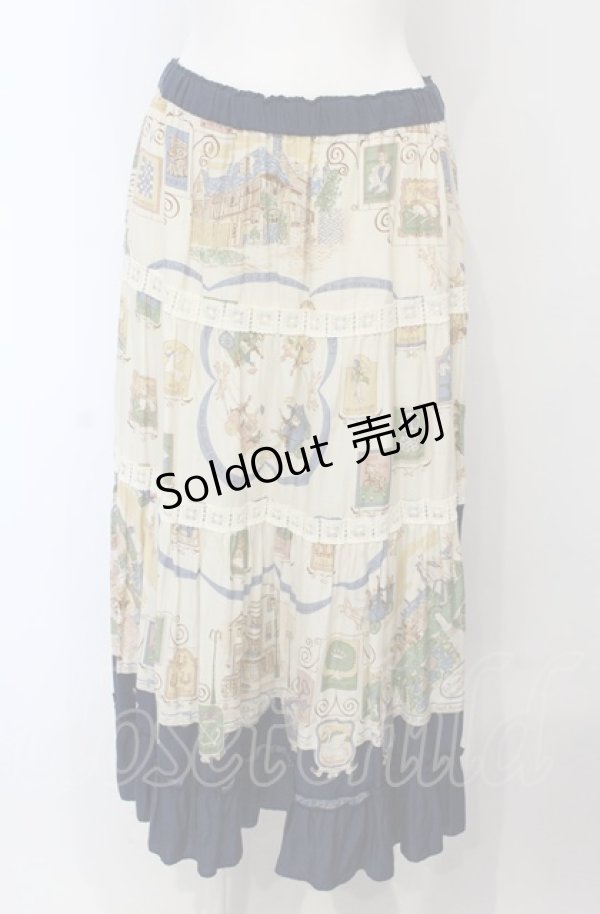 画像1: Jane Marple / Here's to the poetティアードスカート M アイボリー×ネイビー O-25-04-30-2079-JM-SK-IG-OS (1)