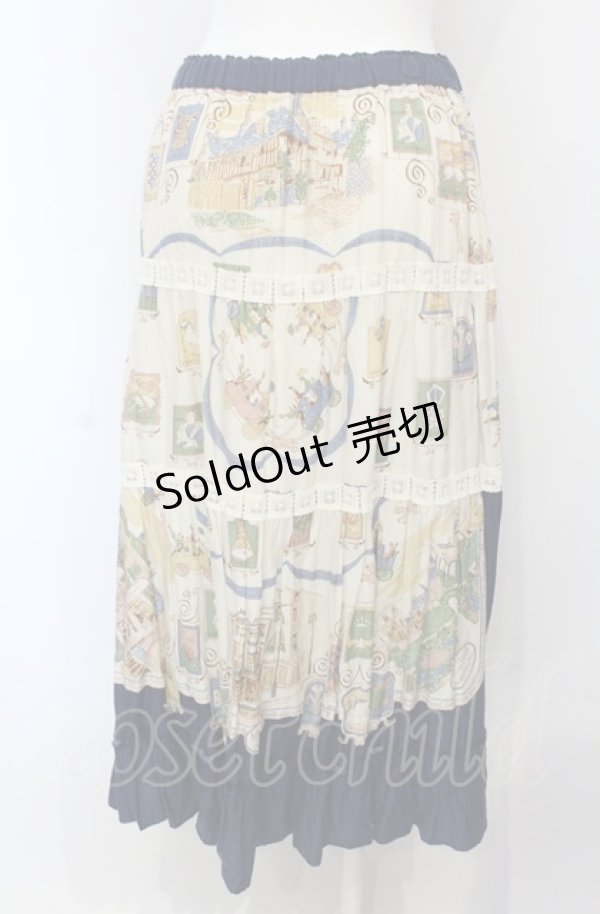画像4: Jane Marple / Here's to the poetティアードスカート M アイボリー×ネイビー O-25-04-30-2079-JM-SK-IG-OS (4)