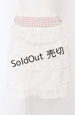 画像: Jane Marple / カットワークレースとギンガムチェックのリバーシブルスカート  ピンク×シロ O-25-04-30-2085-JM-SK-IG-OS