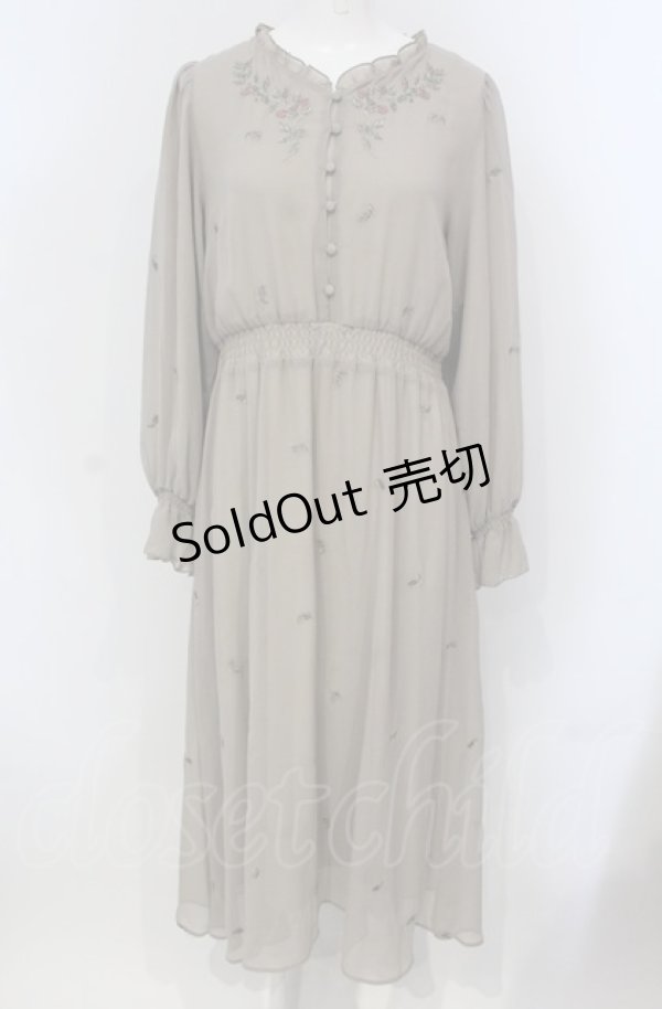 画像1: 【SALE】an another angelus / ローズ刺繍シフォンワンピース  カーキグリーン O-25-04-30-2012-CA-OP-IG-ZT100 (1)