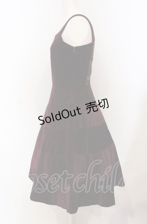 画像2: Jane Marple / クラウンチェーン別珍ジャンパースカート M ワイン O-25-04-30-2126-JM-OP-IG-OS (2)