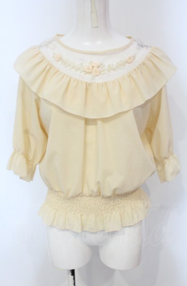 画像1: an another angelus / レース巻バラ切り替えプルオーバー  アイボリー O-25-04-30-2002-CA-TO-IG-OS (1)