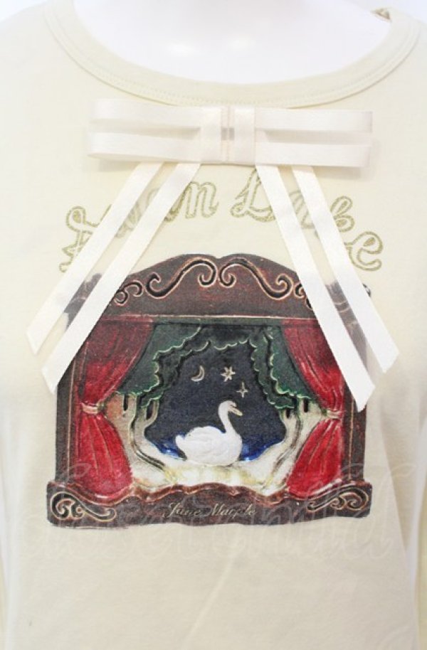 画像2: Jane Marple / スワンプリントロゴTシャツ  アイボリー O-25-04-30-2129-JM-TO-IG-OS (2)