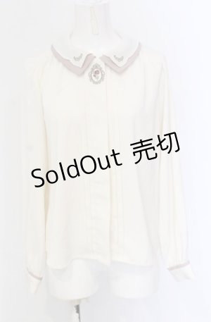 画像: Fi.n.t / レリーフローズ刺繍ダブルカラーブラウス  アイボリー×ピンクベージュ O-25-04-30-2014-CA-BL-IG-OS