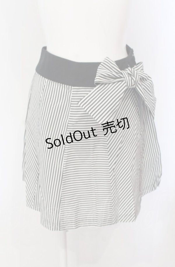 画像1: Jane Marple / ストライプ切り替えスカート M クロ×シロ O-25-04-30-2135-JM-SK-IG-OS (1)