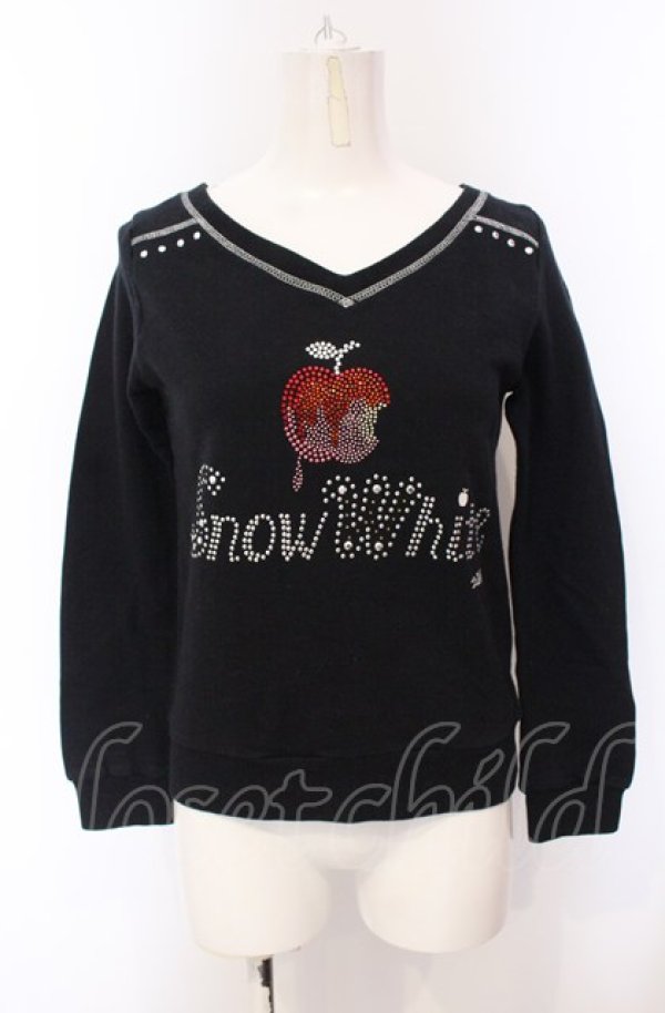 画像1: MILK / Snow White ラインストーンスウェット  クロ O-25-04-30-2138-ML-TO-IG-OS (1)