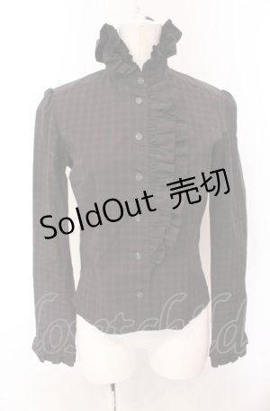 画像: MILK / スタンドネックフリルブラウス  クロ系 O-25-04-30-2142-ML-BL-IG-OS