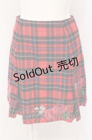 画像: Jane Marple / Tartan Rose アップリケエンブロイダリースカート M アカチェック O-25-04-30-2153-JM-SK-IG-OS