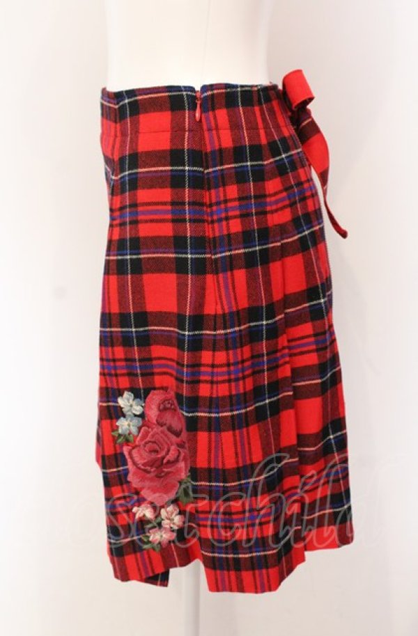 画像3: Jane Marple / Tartan Rose アップリケエンブロイダリースカート M アカチェック O-25-04-30-2153-JM-SK-IG-OS (3)
