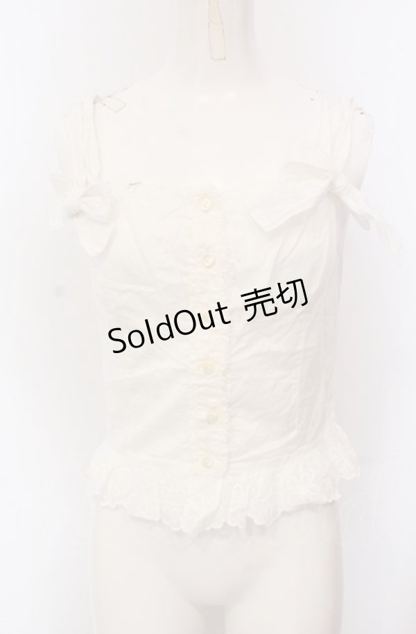 画像1: Jane Marple / レース配色コットンキャミソール M シロ O-25-04-30-2157-JM-TO-IG-OS (1)