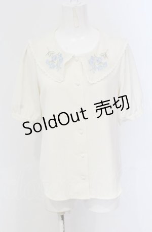 画像: Fi.n.t / デルフィニウム刺繍ビッグカラーブラウス  アイボリー O-25-04-30-2017-CA-TO-IG-OS