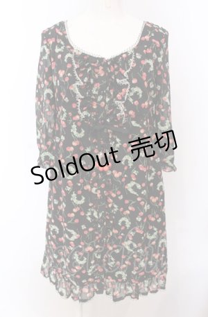 画像: MILK / チェリープリントシフォンワンピース  クロ O-25-04-30-2164-ML-OP-IG-OS