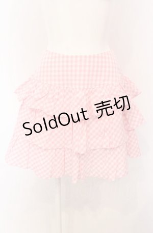 画像: MILK / マーガレット刺繍ギンガムティアードスカート  ピンク O-25-04-30-2172-ML-SK-IG-OS