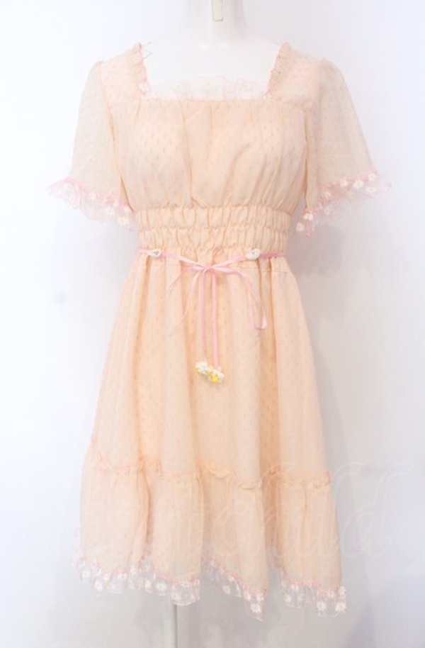 画像1: MILK / マーガレット刺繍フリルドビードットワンピース  ピンク O-25-04-30-2180-ML-OP-IG-OS (1)
