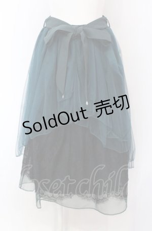 画像: axes femme POETIQUE / バックフリルチュールスカート  グリーン O-25-04-30-2184-AX-SK-IG-OS