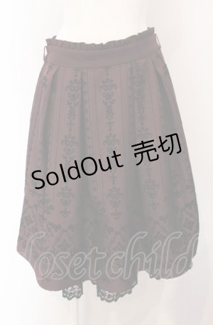 画像: axes femme / 花フロッキープリントスカート  ワイン O-25-04-30-2185-AX-SK-IG-OS