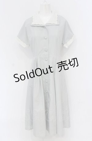 画像: F&A / ハンカチカットワーク衿ワンピース  サックス O-25-04-30-2021-LO-OP-IG-OS