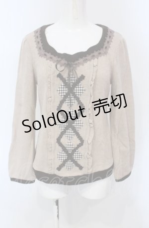 画像: axes femme / パッチワークアーガイルプルオーバー M ピンクベージュ O-25-04-30-2003-AX-TO-IG-OS