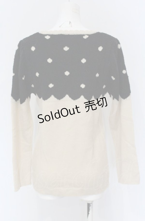 画像2: axes femme / シャギーうさぎニット  アイボリー×クロ O-25-04-30-2026-AX-TO-IG-ZT083 (2)