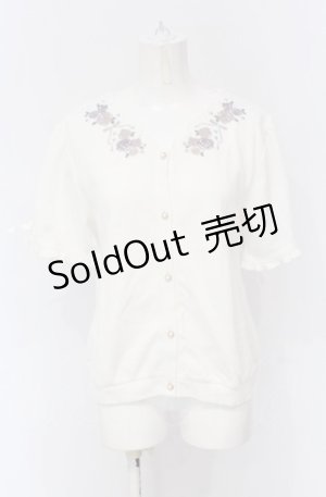 画像: axes femme / ローズ刺繍カットカーディガン M オフシロ O-25-04-30-2027-AX-TO-IG-OS