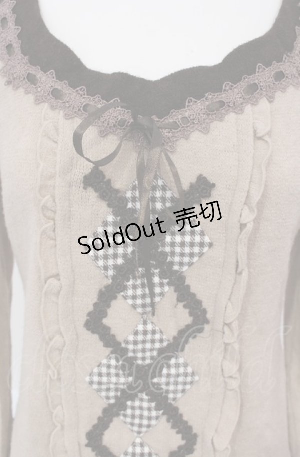 画像2: axes femme / パッチワークアーガイルプルオーバー M ピンクベージュ O-25-04-30-2003-AX-TO-IG-OS (2)