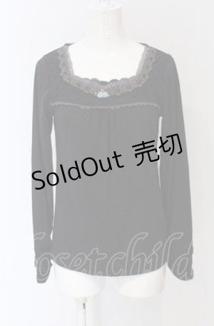 画像: axes femme / はしごレース薔薇インナーカットソー M クロ O-25-04-30-2031-AX-TO-IG-OS