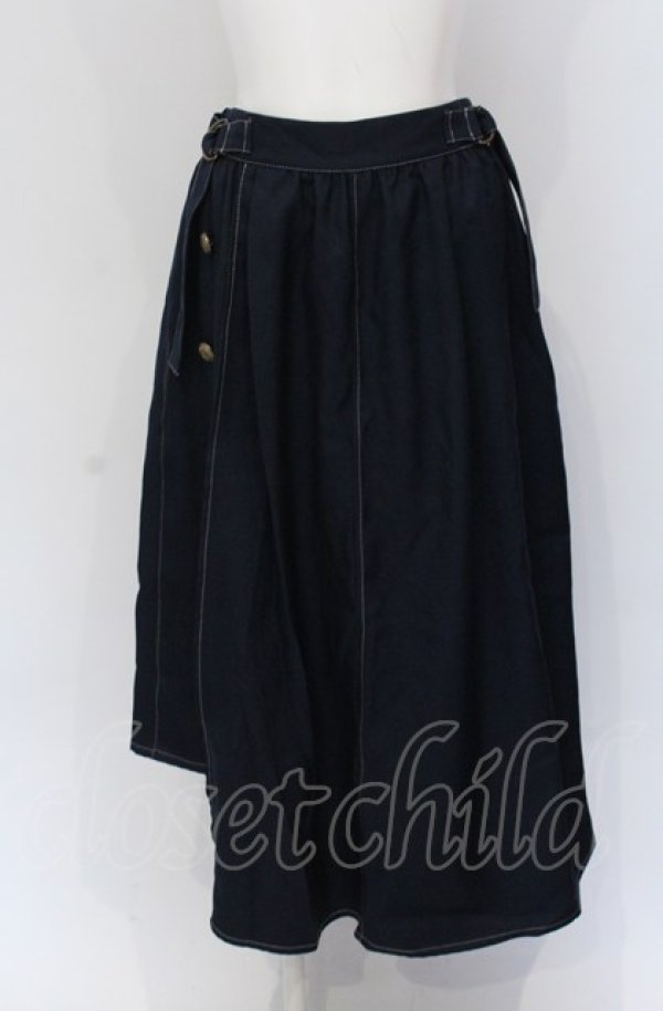 画像1: axes femme / サイド釦アシンメトリースカート M ネイビー O-25-04-30-2033-AX-SK-IG-OS (1)