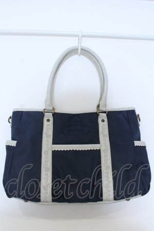 画像: axes femme / 刺繍入りナイロンバッグ  ネイビー O-25-05-03-004-AX-BG-OW-ZT0505B