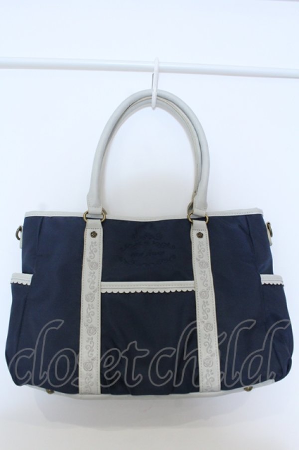 画像1: axes femme / 刺繍入りナイロンバッグ  ネイビー O-25-05-03-004-AX-BG-OW-OS (1)