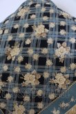 画像2: WONDERFUL WORLD / ストール  花柄チェックアオ O-25-05-03-012-LO-ZA-OW-OS (2)