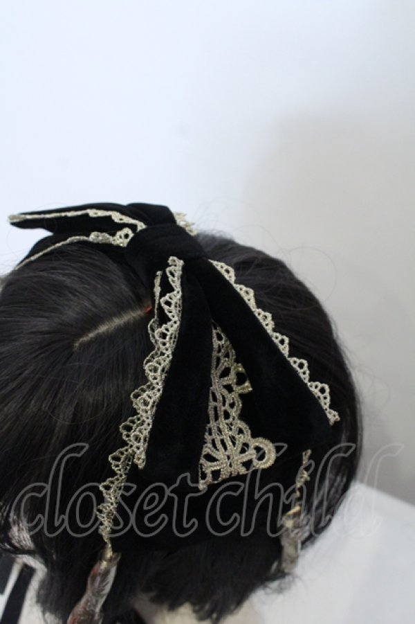 画像2: axes femme kawaii / タッセル付リボンヘッドドレス  クロ O-25-05-03-021-AX-AC-IG-OS (2)