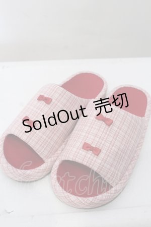 画像: m petit by misako / チェックプチリボンスリッパ  ピンク O-25-05-03-027-LO-ZA-IG-ZT-K009