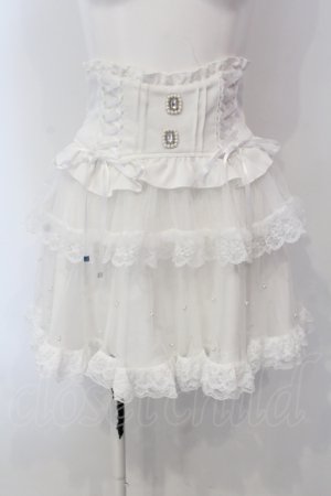 画像: NOEMIE / バックリボンパールチュールティアードスカパン  シロ O-25-05-05-004-LO-PA-IG-OS