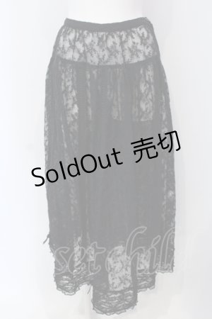 画像: KANEKO ISAO / はしごレース使い刺繍レーススカート  クロ O-25-05-05-029-EL-SK-OW-ZI