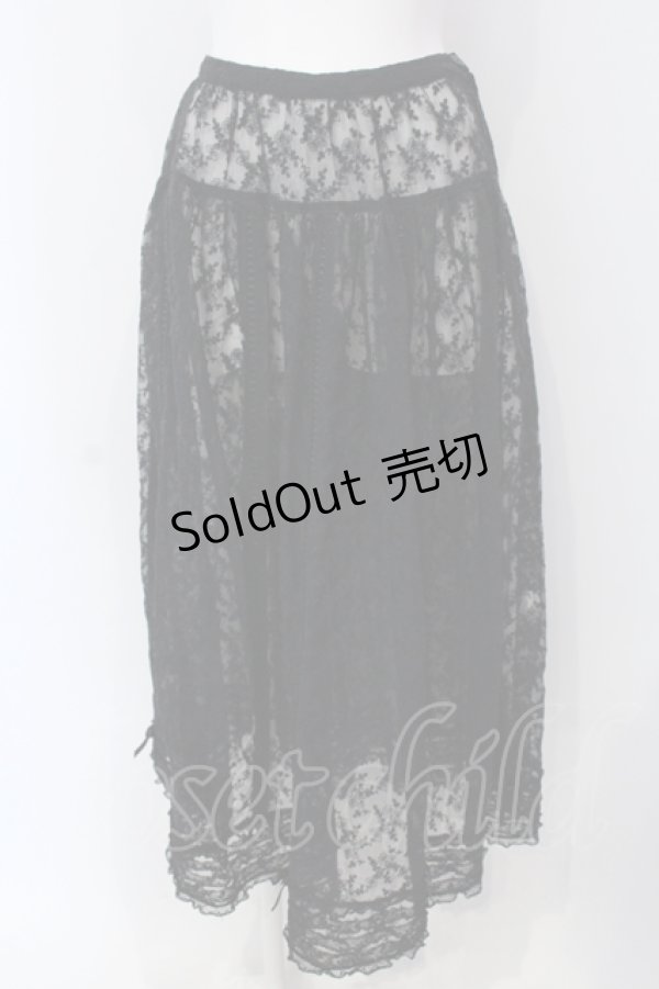 画像1: KANEKO ISAO / はしごレース使い刺繍レーススカート  クロ O-25-05-05-029-EL-SK-OW-ZI (1)
