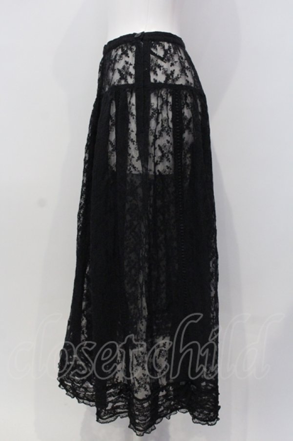 画像3: KANEKO ISAO / はしごレース使い刺繍レーススカート  クロ O-25-05-05-029-EL-SK-OW-OS (3)
