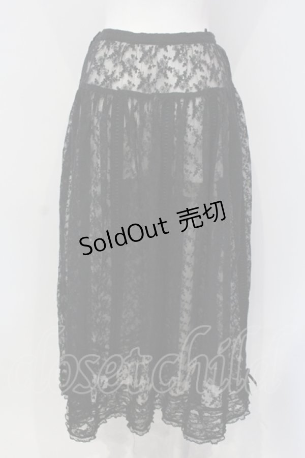 画像4: KANEKO ISAO / はしごレース使い刺繍レーススカート  クロ O-25-05-05-029-EL-SK-OW-ZI (4)