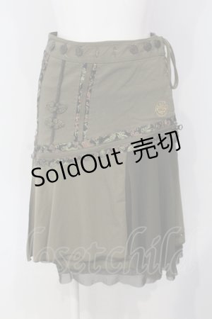 画像: Ozz oneste / レイヤードチャイナ巻スカート  カーキグリーン O-25-05-05-036-OO-SK-IG-OS