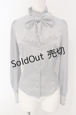 画像: Sheglit / スタンドカラーリボンジャボブラウス M グレー O-25-05-05-042-EL-BL-IG-OS