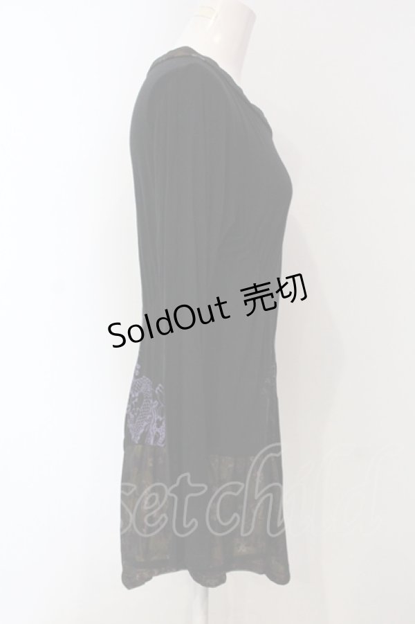 画像2: gouk / 龍プリントカットチュニック  ブラック×パープル O-25-05-05-058-GO-TO-IG-OS (2)