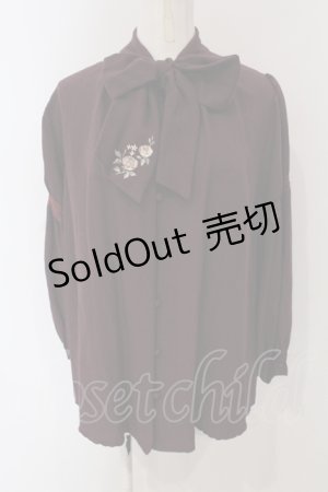 画像: axes femme / 刺繍入りリボンロングブラウス M ワイン O-25-05-05-071-AX-BL-OW-OS