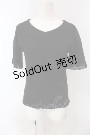 画像: axes femme / レース切り替えリブトップス M クロ O-25-05-05-073-AX-TO-OW-OS