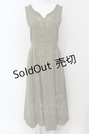 画像: axes femme / バラ刺繍ジャンスカ M カーキグリーン O-25-05-05-074-AX-OP-OW-OS