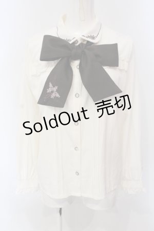 画像: axes femme / バラブーケ刺繍リボンブラウス M キナリ O-25-05-05-075-AX-BL-OW-OS
