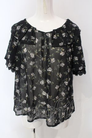 画像: axes femme / レース切り替え花柄チュニック M クロ O-25-05-05-077-AX-TO-OW-OS